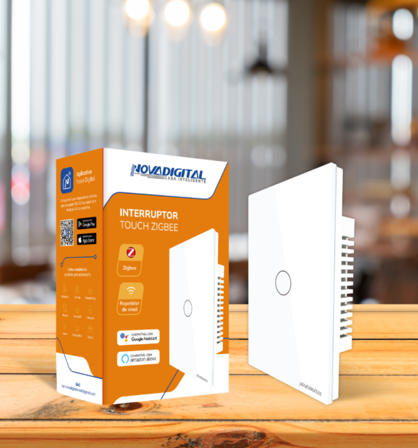 2(1) Interruptor Touch Inteligente Zigbee 1 Botão Novadigital