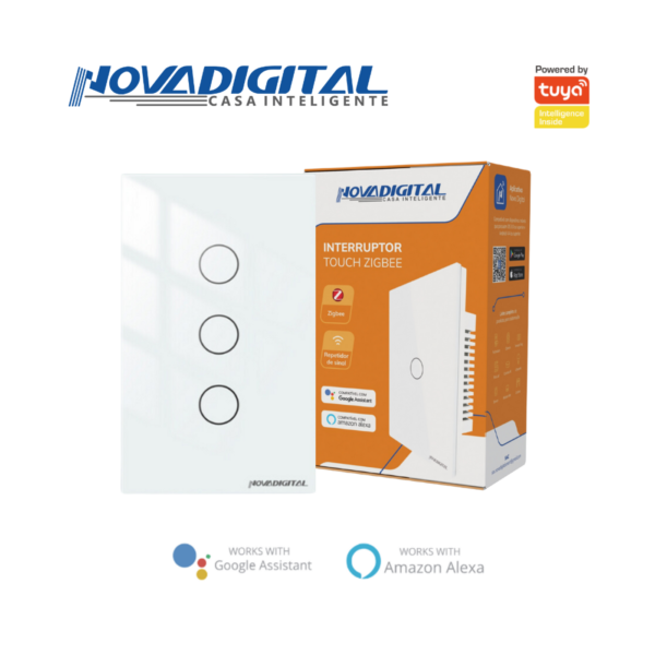 Interruptor Touch Inteligente Zigbee 3 Botões Novadigital Interruptor Touch Inteligente Zigbee 3 Botões Novadigital