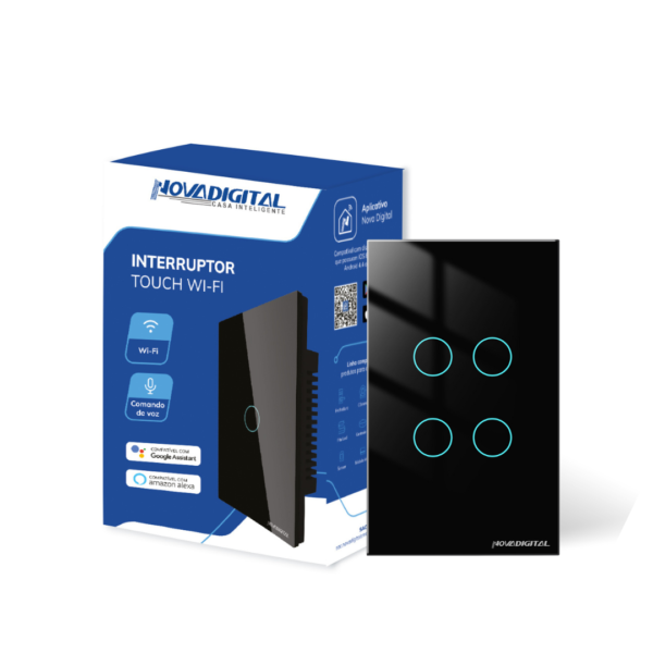 Interruptor Touch Wi-Fi Inteligente 4 Botões Novadigital