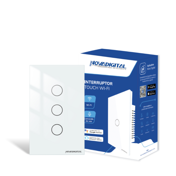 Interruptor Touch Wi-Fi Inteligente 3 Botões Novadigital