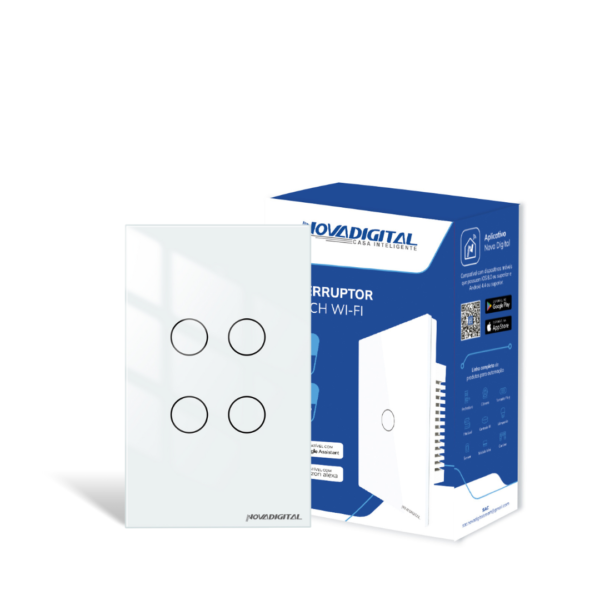 Interruptor Touch Wi-Fi Inteligente 4 Botões Novadigital