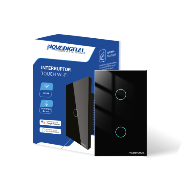 Interruptor Touch Wi-Fi Inteligente 2 Botões Novadigital