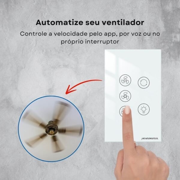 Ventilador e exaustor Interruptor WiFi Inteligente para Ventilador de Teto e Luz – Controle por Voz