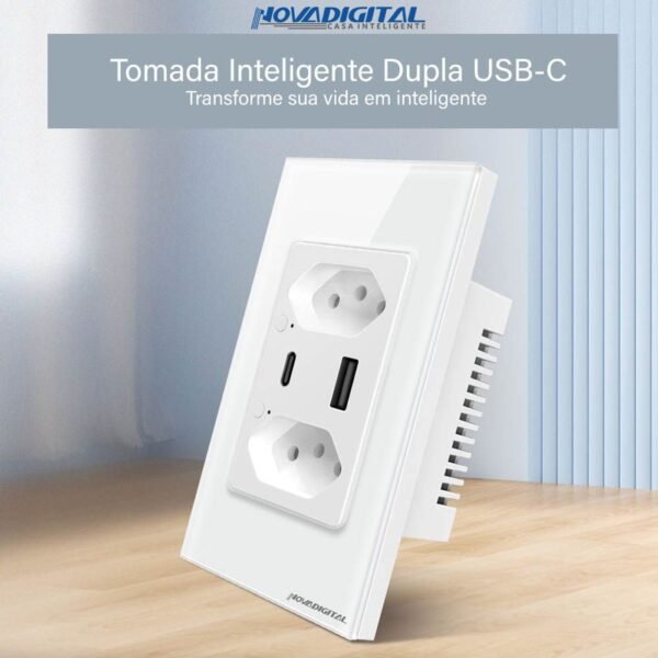 Tomada Inteligente Dupla Novadigital com USB e USB-C