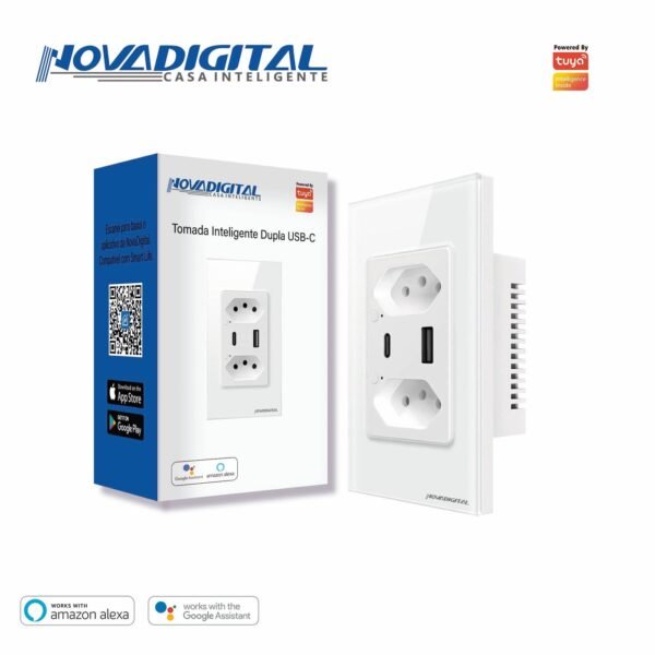 Tomada Inteligente Dupla Novadigital com USB e USB-C